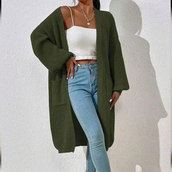 Solid Color Simple Long Sleeve Cardigan - Picture 5 of 5
